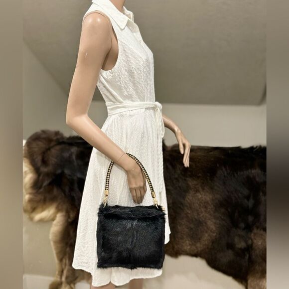 Handmade Genuine Goat Hair-on Hide Wristlet/Shoulder Bag/ Crossbody - Picture 4 of 16